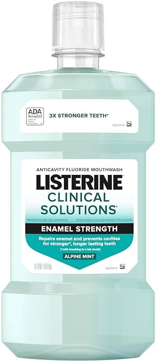 Listerine Clinical Solutions Enamel Strength Mint Oral Rinse, Daily Anticavity Fluoride Mouthwash to Repair Tooth Enamel & Prevent Cavities for Stronger* Teeth, Alpine Mint, 1 L - Product Image