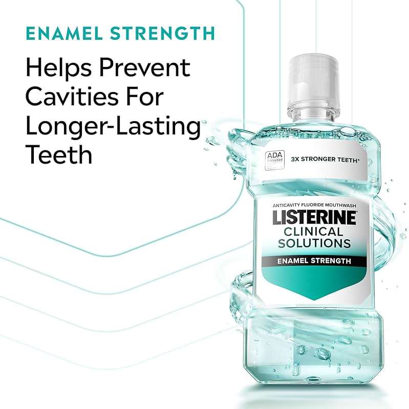 Listerine Clinical Solutions Enamel Strength Mint Oral Rinse, Daily Anticavity Fluoride Mouthwash to Repair Tooth Enamel & Prevent Cavities for Stronger* Teeth, Alpine Mint, 1 L - Image 2