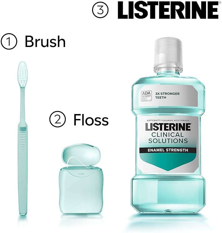Listerine Clinical Solutions Enamel Strength Mint Oral Rinse, Daily Anticavity Fluoride Mouthwash to Repair Tooth Enamel & Prevent Cavities for Stronger* Teeth, Alpine Mint, 1 L - Image 7