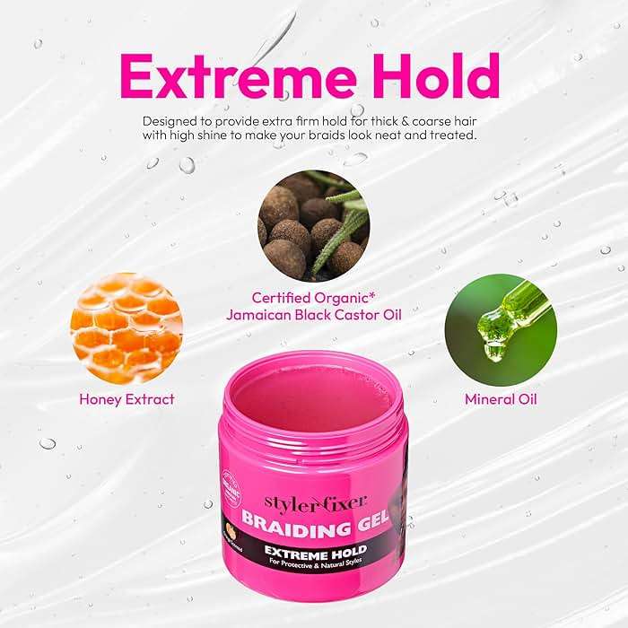 Red by Kiss Braiding Gel Extreme Hold Styler Fixer for Box Braids & Cornrows, Hydrating, Conditioning, Long-Lasting Frizz Control, 4C Moisturizing, Nourishing High Shine (16 fl. oz.) - Image 2