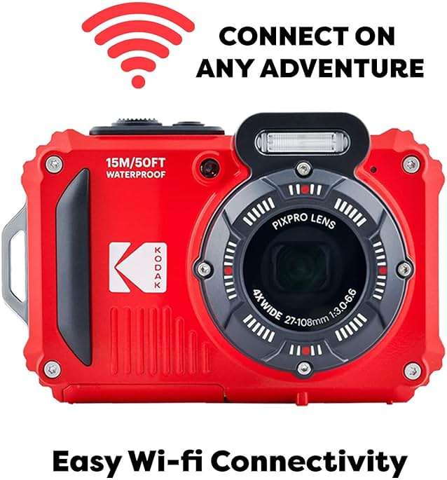 KODAK PIXPRO WPZ2 Rugged Waterproof Digital Camera, Red Bundles with Case, Monopod, Card Reader and More (9 Items) - Image 2