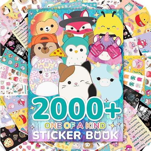Horizon Group USA Sticker Book with Large and Small Sizes, Kids Stationary for Water Bottle, Notebooks, and Party Favors, Squishmallows - Image 1