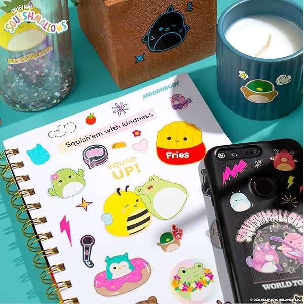 Horizon Group USA Sticker Book with Large and Small Sizes, Kids Stationary for Water Bottle, Notebooks, and Party Favors, Squishmallows - Image 2
