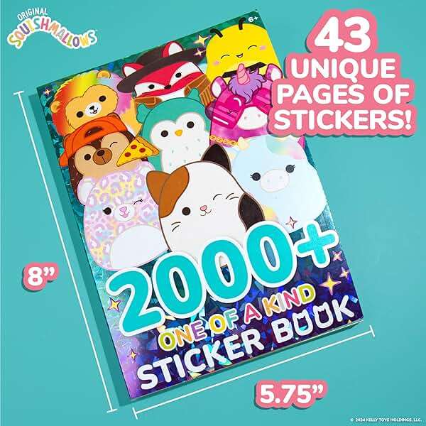 Horizon Group USA Sticker Book with Large and Small Sizes, Kids Stationary for Water Bottle, Notebooks, and Party Favors, Squishmallows - Image 3