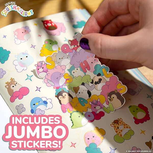 Horizon Group USA Sticker Book with Large and Small Sizes, Kids Stationary for Water Bottle, Notebooks, and Party Favors, Squishmallows - Image 4
