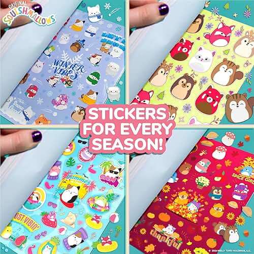 Horizon Group USA Sticker Book with Large and Small Sizes, Kids Stationary for Water Bottle, Notebooks, and Party Favors, Squishmallows - Image 7