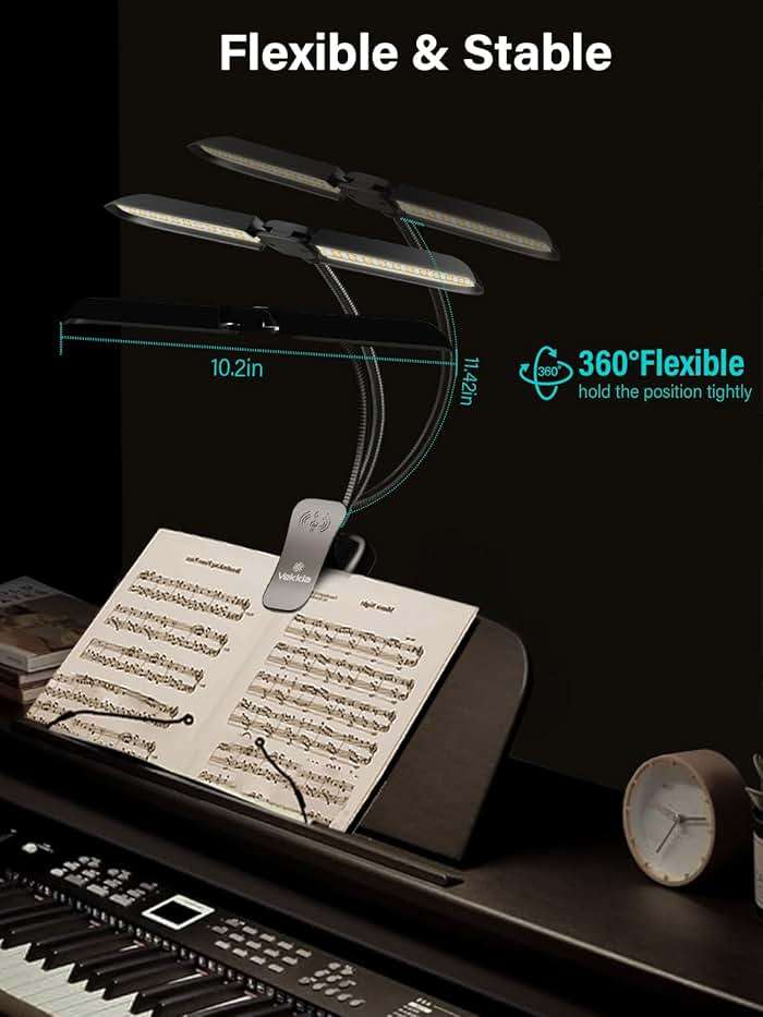 Vekkia 64 Led Rechargeable Music Stand Light - Folding Clip On Piano Lamp, Portable Professional with 5 Brightness×3 Color Temperature for Grand Piano and Book Reading - Image 5
