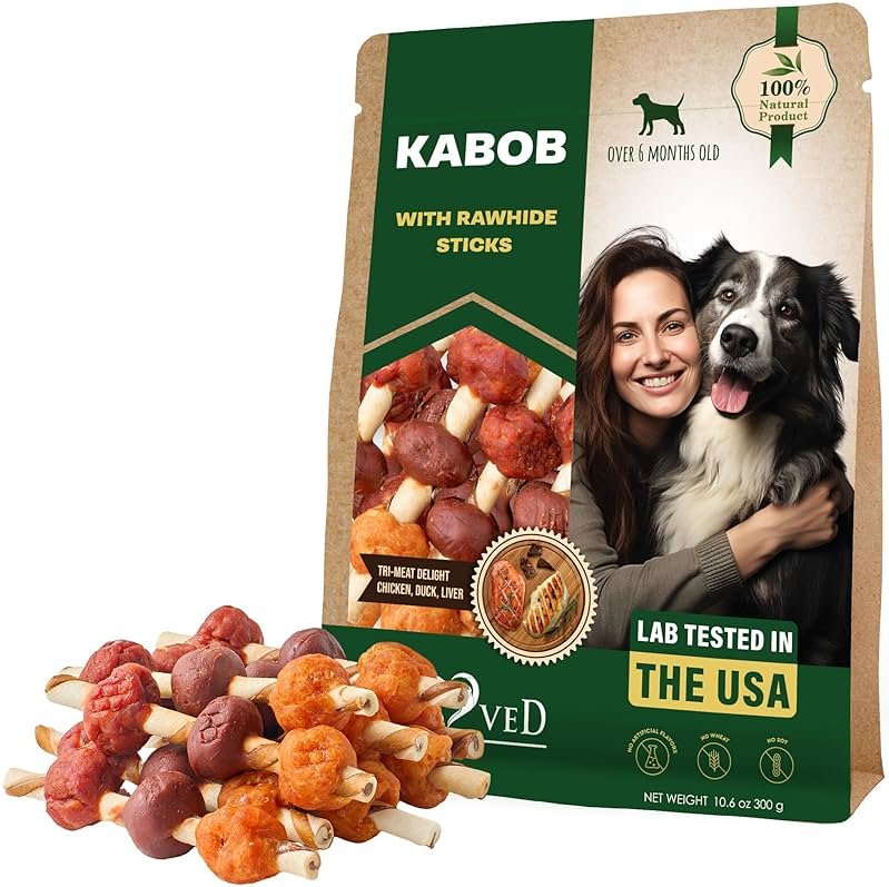 Beloved Pets Dog Treats Rawhide Kabobs with Duck & Chicken Human Grade Meat 10.6 Oz - All Natural & Dried Snacks - Grain Free Long Lasting Chews for Large & Small Dogs - Best Sticks for Training - Product Image