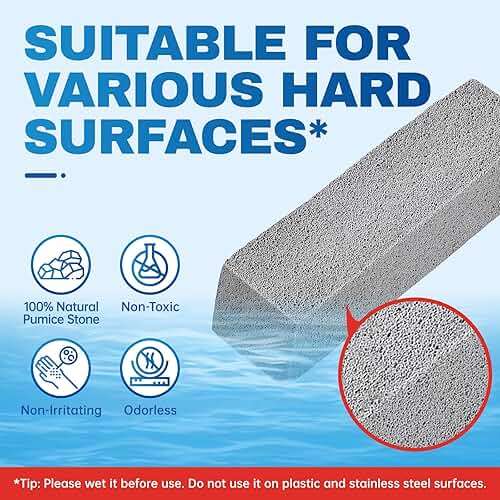 Vacplus Toilet Brush - Toilet Bowl Cleaners with Extra Long Handle, 100% Pumice Stone for Toilet Cleaning, Remove Limescale, Rust, Cleaning Supplies for Toilet, Pool, Bathroom, Sink, 2 Pack - Image 3