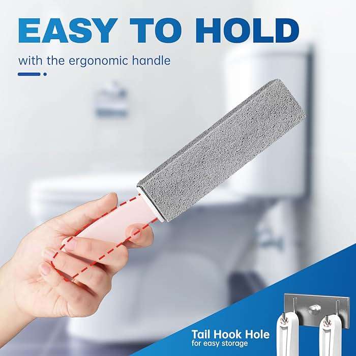 Vacplus Toilet Brush - Toilet Bowl Cleaners with Extra Long Handle, 100% Pumice Stone for Toilet Cleaning, Remove Limescale, Rust, Cleaning Supplies for Toilet, Pool, Bathroom, Sink, 2 Pack - Image 5