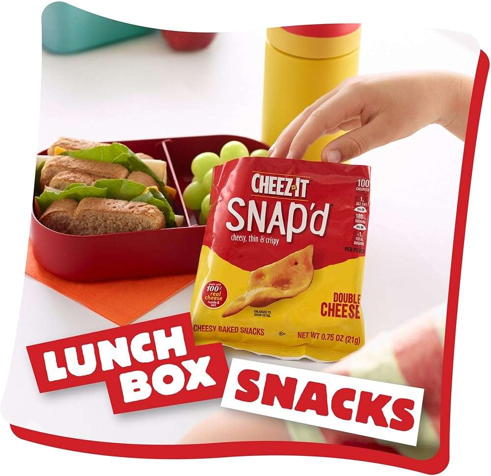 Cheez-It Snap'd Cheese Cracker Chips, Thin Crisps, Lunch Snacks, Double Cheese, 9oz Box (12 Pouches) - Image 7