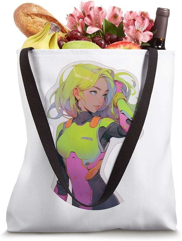 Yellow Hair Cyber-punk Anime & Manga Girl In Cyberware Suit Tote Bag - Image 4