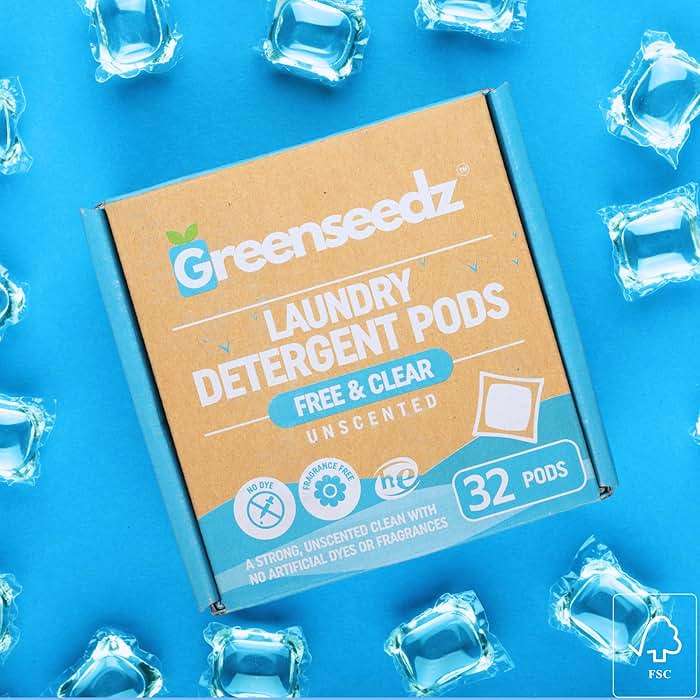 Laundry Detergent Pods Free & Clear, Unscented, 32 Count, Eco Friendly, Biodegradable, HE Compatible, 32 Count, Powerful Stain & Odor Removal, Skin Friendly - Image 5