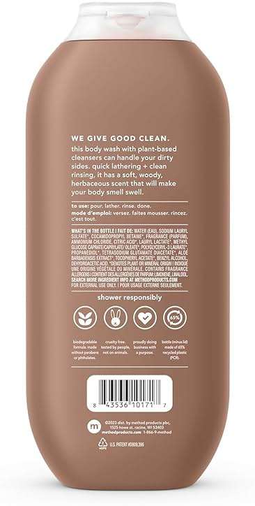 Method Men Body Wash, Sandalwood + Vetiver, Paraben and Phthalate Free, 18 fl oz (Pack of 1) - Image 2