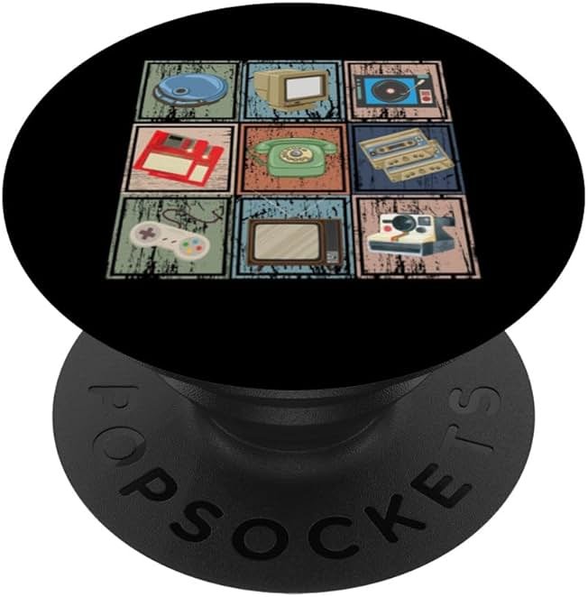 Vintage Electronic Devices 80s and 90s Camera Cassette Tape PopSockets Standard PopGrip - Product Image