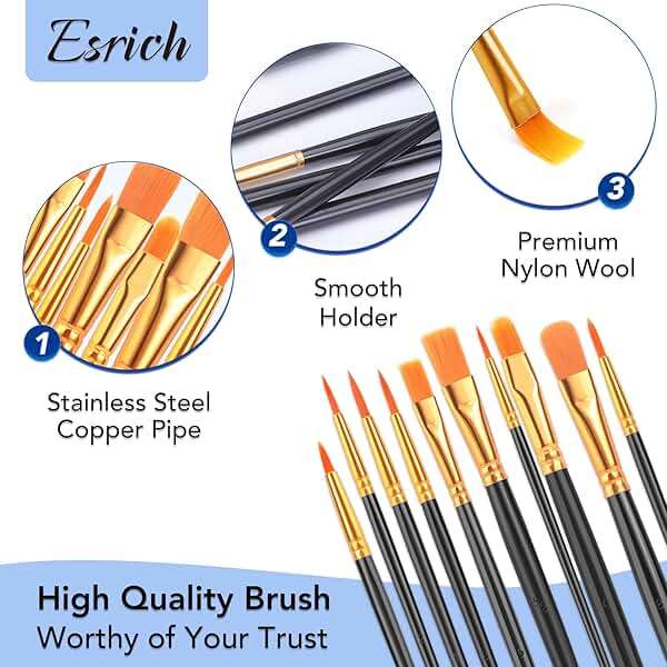 ESRICH Acrylic Paint Brushes Set, 24 Packs / 240 Pcs Watercolor Brushes,Nylon Brush Head, for Oil Painting, Gouache, Face,Ceramics etc, Kid's and Adults Painting Arts and Crafts Sets.(Black) - Image 6