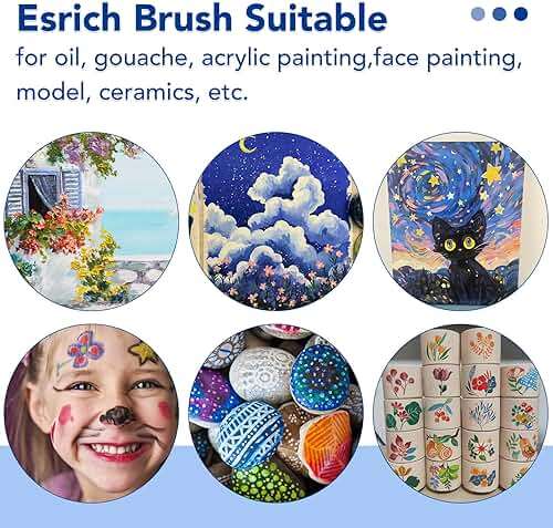 ESRICH Acrylic Paint Brushes Set, 24 Packs / 240 Pcs Watercolor Brushes,Nylon Brush Head, for Oil Painting, Gouache, Face,Ceramics etc, Kid's and Adults Painting Arts and Crafts Sets.(Black) - Image 7