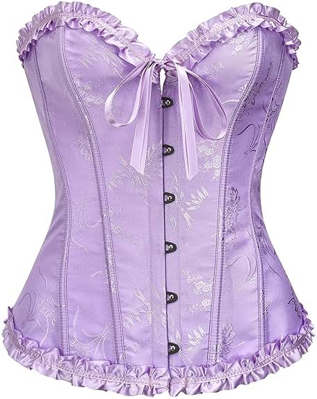 Vrapo Bustier Corset Top for Women | Overbust Lace Up Waist Cincher Shapewear Lingerie - Product Image