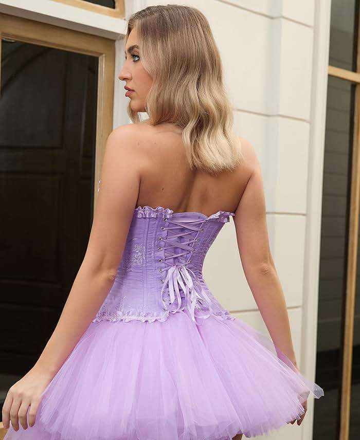 Vrapo Bustier Corset Top for Women | Overbust Lace Up Waist Cincher Shapewear Lingerie - Image 6