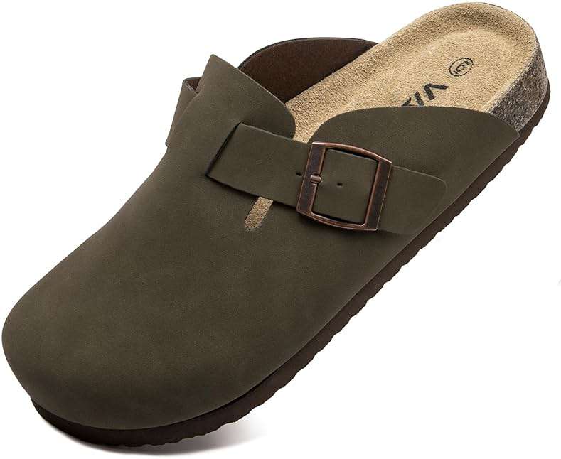 Vayfio Suede Clogs Potato Shoes Cork Footbed Sandals Comfort Mules with Arch Support Slip On Slippers - Image 1