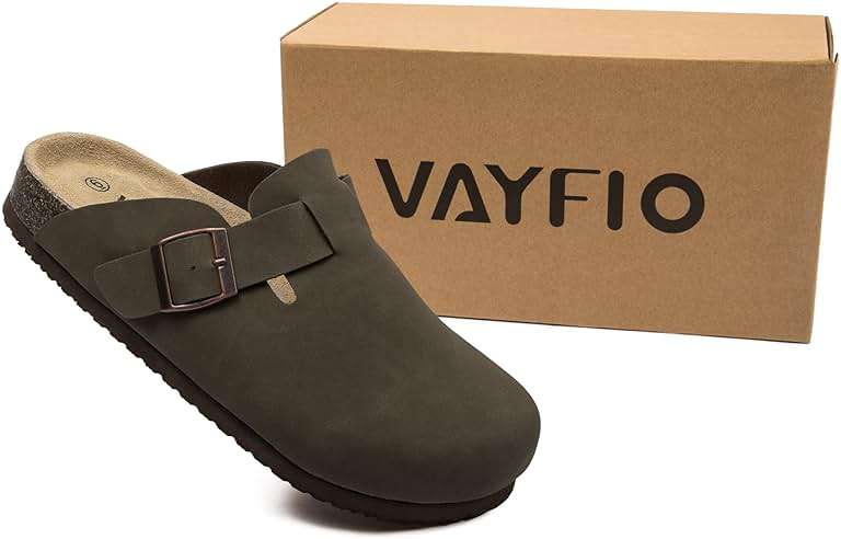 Vayfio Suede Clogs Potato Shoes Cork Footbed Sandals Comfort Mules with Arch Support Slip On Slippers - Image 2