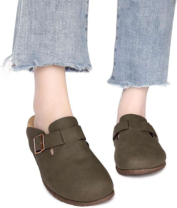 Vayfio Suede Clogs Potato Shoes Cork Footbed Sandals Comfort Mules with Arch Support Slip On Slippers - Image 6