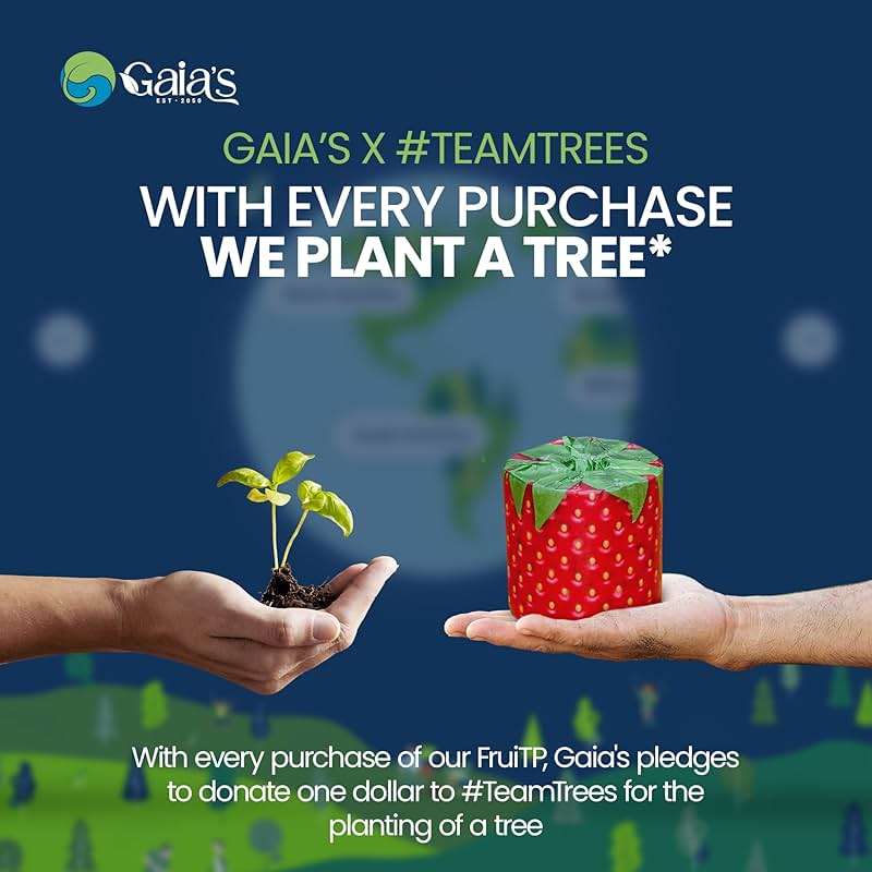 Gaias Premium and Soft Fruit TP Organic Bamboo Toilet Paper | 12 Mega Rolls, 3 Ply, 370 Sheets | FSC Certified, PFAS & BPA Free, Eco-Friendly, Sustainable Tissue - Plastic Free, Septic Safe, Vegan - Image 4