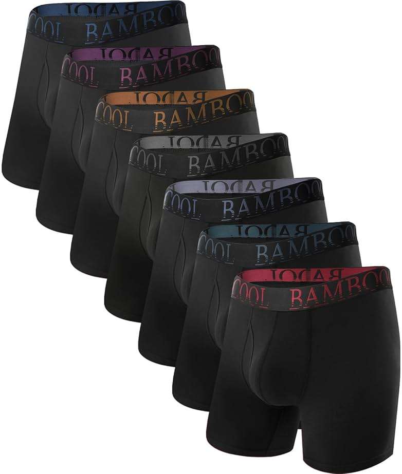 BAMBOO COOL Men's Ultra ComfortSoft Underwear, Moisture Wicking & Breathable No Ride Up Boxer Briefs with Fly, Multipack - Image 1