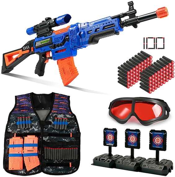 Bigpower Electric Kids Toy Sniper Rifle with Scope Tactical Vest Kit,Automatic Kids Sniper Rifle Toys Guns for Kids Age 8 9 10 11 12 13 14 Year Old Boys Toys Birthday Gift Ideas Dart Gun 2 Magazines - Image 1