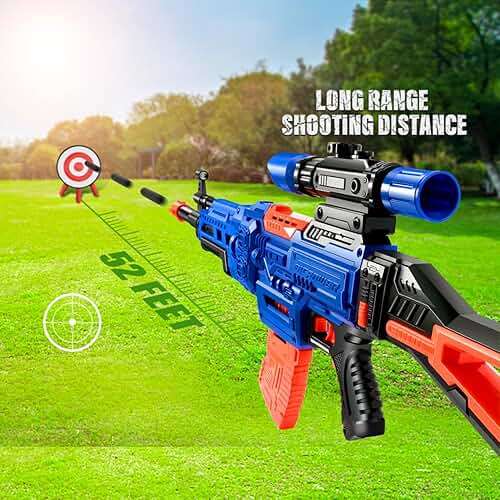 Bigpower Electric Kids Toy Sniper Rifle with Scope Tactical Vest Kit,Automatic Kids Sniper Rifle Toys Guns for Kids Age 8 9 10 11 12 13 14 Year Old Boys Toys Birthday Gift Ideas Dart Gun 2 Magazines - Image 3