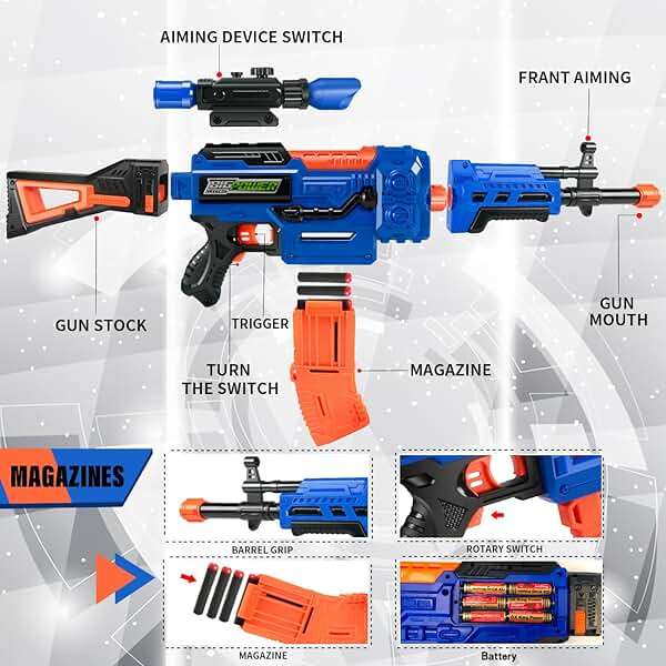 Bigpower Electric Kids Toy Sniper Rifle with Scope Tactical Vest Kit,Automatic Kids Sniper Rifle Toys Guns for Kids Age 8 9 10 11 12 13 14 Year Old Boys Toys Birthday Gift Ideas Dart Gun 2 Magazines - Image 4
