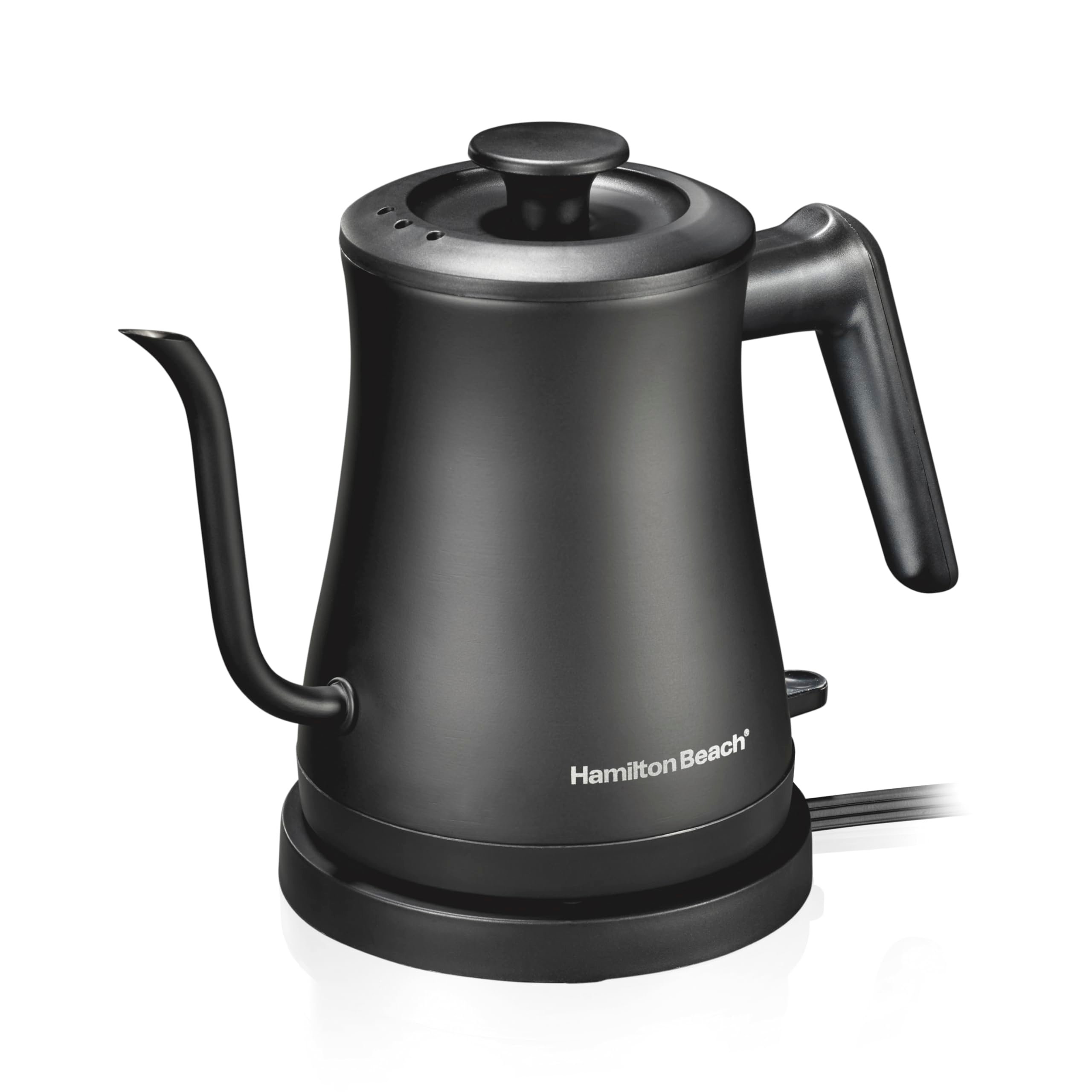 Hamilton Beach Compact 20 oz. / 0.6 Liter Gooseneck Electric Kettle for Boiling Water, Pour Over Coffee, Tea, Ultra Fast Heating With 1200 Watts, Stainless Steel BPA-Free Interior, Black (41045) - Product Image