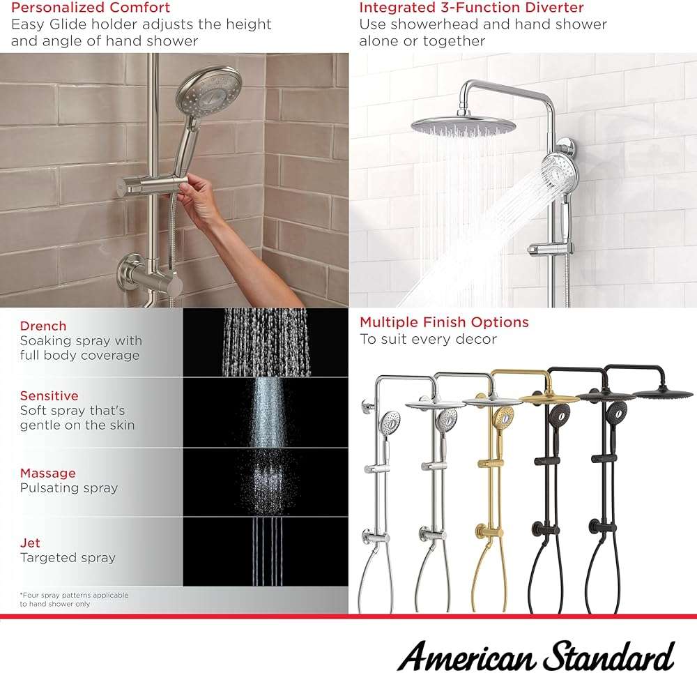 American Standard 1029072430 Spectra Versa 24-Inch 4-Function Retrofit Shower System with Rain Shower Head with Handheld Sprayer, 1.8 GPM, Matte Black - Image 4
