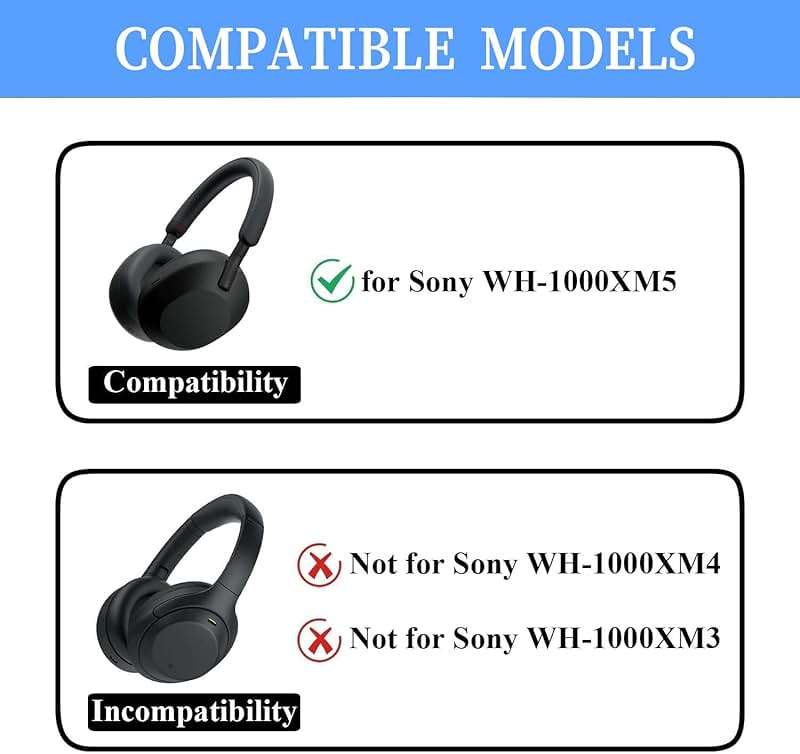 Adhiper 3Sets Silicone Sweat Case Cover for Sony WH-1000XM5 Headphones, Embody XM5 Earpad Cover/Ear Covers/Headband Cover Protector, Washable Sweatproof Soft Silicone Headphone Accessories(Off White) - Image 2