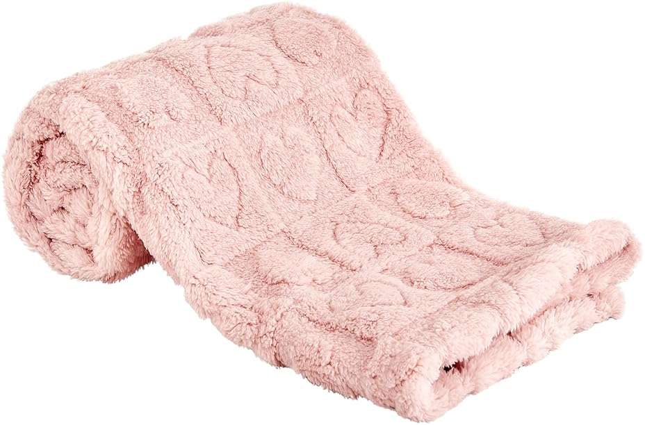 Yurhap Fleece Baby Blanket Heart Checkered Blanket, Ultra Soft Cozy Baby Blankets for Girls Boys, Fluffy Infant Toddler Newborn Receiving Blankets for Crib Stroller 30”×40” (Light Pink) - Image 1