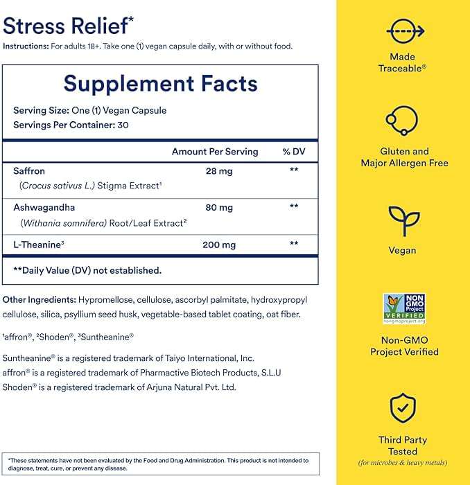 Ritual Stress Relief Supplement - Ashwagandha, L-Theanine, & Saffron - Helps Reduce Stress, Manage Cortisol, Promotes Calm, Relaxation* - All Day Support* - Vegan - Citrus - 30 Capsules - 30 Servings - Image 3
