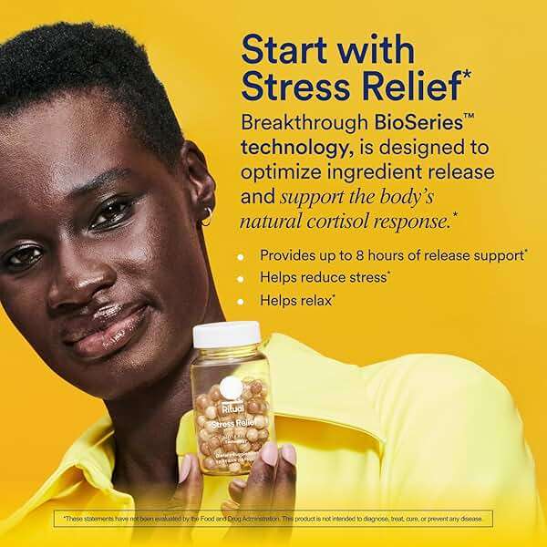 Ritual Stress Relief Supplement - Ashwagandha, L-Theanine, & Saffron - Helps Reduce Stress, Manage Cortisol, Promotes Calm, Relaxation* - All Day Support* - Vegan - Citrus - 30 Capsules - 30 Servings - Image 7