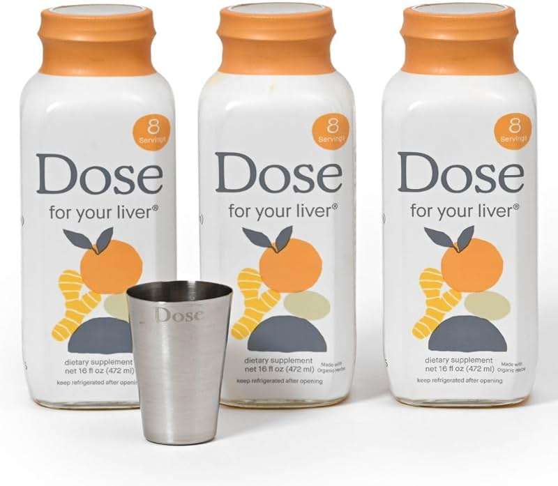 DOSE for Your Liver Cleanse Detox & Repair, Made with Organic Milk Thistle Supplement with Turmeric, Dandelion, Ginger, and Orange, Supports Healthy Liver Function,16oz Bottle, 3 Pack (3 Week Supply) - Image 1