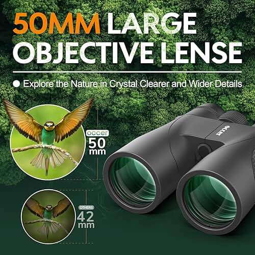 Occer 12x50 Bird Watching Binoculars for Adults - High Powered Binoculars with Clear Image - Easy Focus HD Binocular for Cruise Ship Hunting Travel Concert Stargazing Birthday Gift for Men - Image 2
