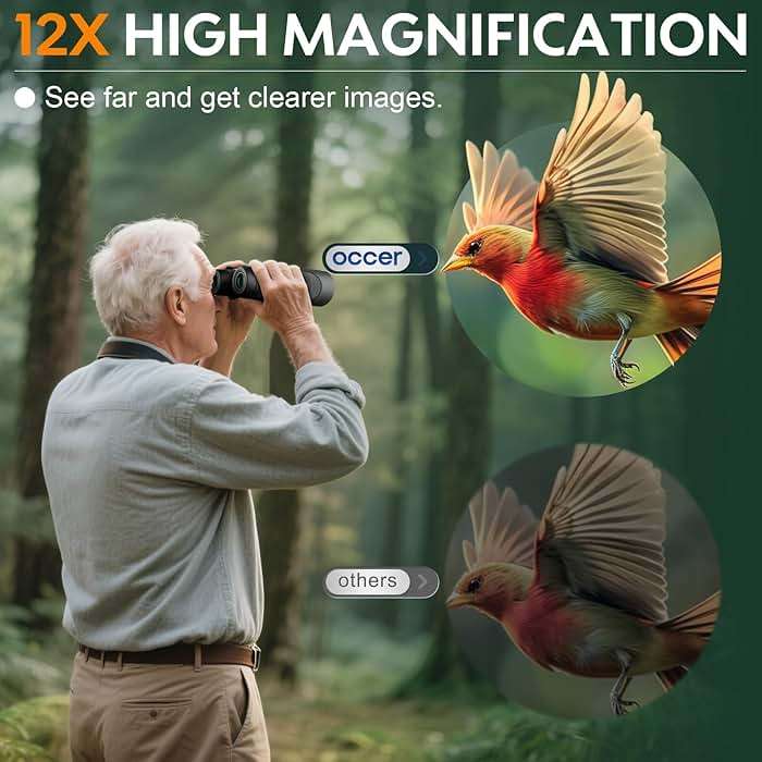 Occer 12x50 Bird Watching Binoculars for Adults - High Powered Binoculars with Clear Image - Easy Focus HD Binocular for Cruise Ship Hunting Travel Concert Stargazing Birthday Gift for Men - Image 4
