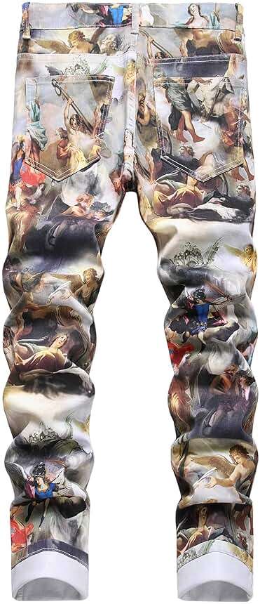 Baylvn Men's Casual Printed Slim Fit Jeans Skinny Denim Pants - Image 2