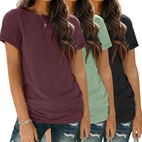 SUNBS Womens 3 Pack T-Shirts Short Sleeve Summer Tops Fashion Basic Tees Comfy Casual Vacation Outfits Workout Clothes 2026 - Image 1