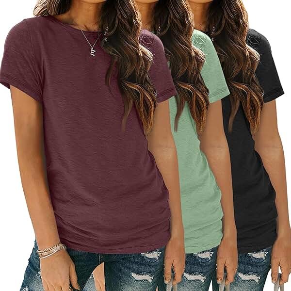 SUNBS Womens 3 Pack T-Shirts Short Sleeve Summer Tops Fashion Basic Tees Comfy Casual Vacation Outfits Workout Clothes 2026 - Product Image