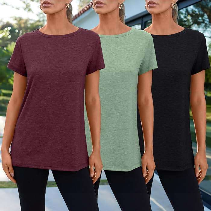 SUNBS Womens 3 Pack T-Shirts Short Sleeve Summer Tops Fashion Basic Tees Comfy Casual Vacation Outfits Workout Clothes 2026 - Image 2