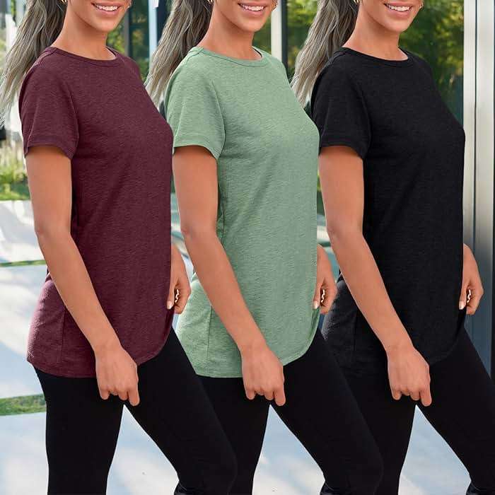 SUNBS Womens 3 Pack T-Shirts Short Sleeve Summer Tops Fashion Basic Tees Comfy Casual Vacation Outfits Workout Clothes 2026 - Image 3