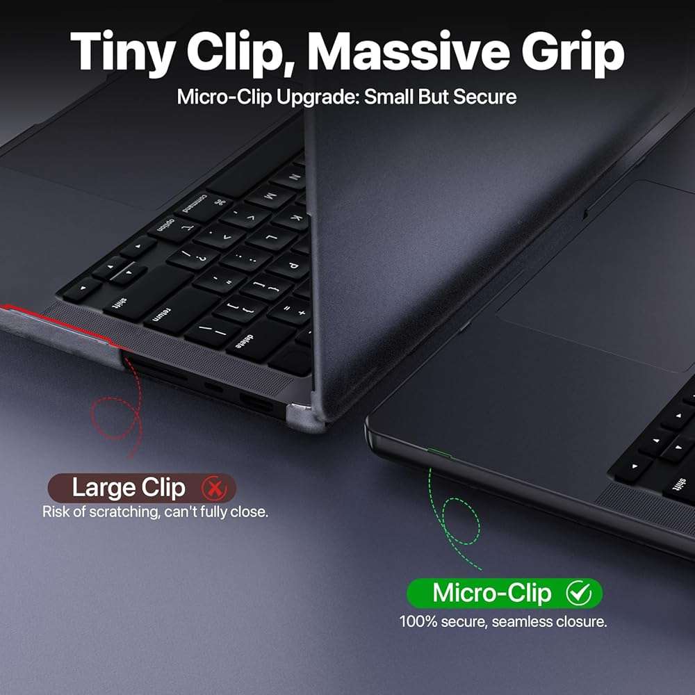 Soonjet Invisible Armor for MacBook Pro 14 inch Case M5 M4 M3 M2 2026-2021 | 100% Color Match, Matte Space Black Clear, Protective Hard Shell Laptop Cover, Ultra Thin, Anti Crack Fingerprint Scratch - Image 9