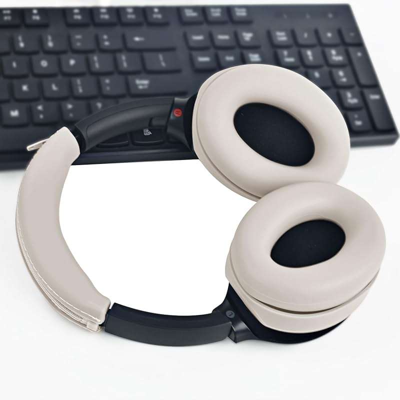 Adhiper 3Sets Silicone Sweat Case Cover for Sony WH-1000XM4 WH-1000XM3 Headphones, Silicone XM4 Earpad Cover/Ear Covers/Headband Cover Protector, Sweat Proof Soft Headphone Accessories (Off White) - Image 7