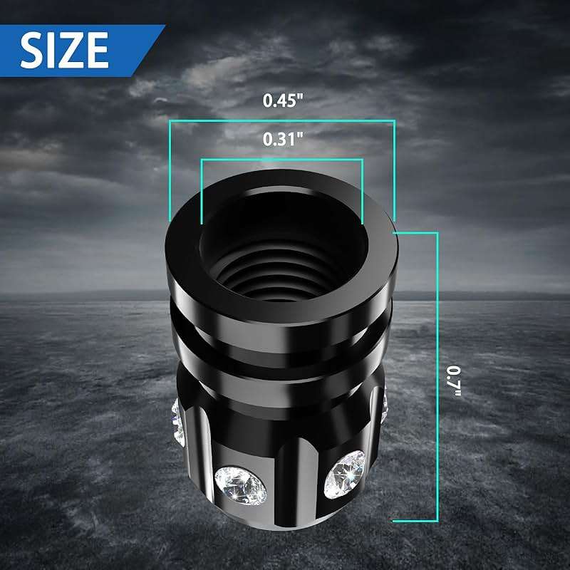 QUARKACE Tire Valve Caps, Bling Valve Stem Caps with Sparkly Rhinestones, Tire Caps 4 Pack for Cars SUVs Trucks Motorcycles Bikes, Anti-Fading Coating, Corrosion Resistant, Air Leakproof - Black - Image 8