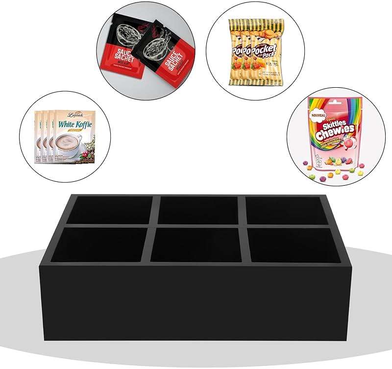 HymoConn Tea Bag Box Wood Black 6 Compartments Tea Bag Organizer Drawer Storage, Large Capacity Sugar Packet Holder for Coffee Station,Sweeteners, Condiment Organizer - Image 6