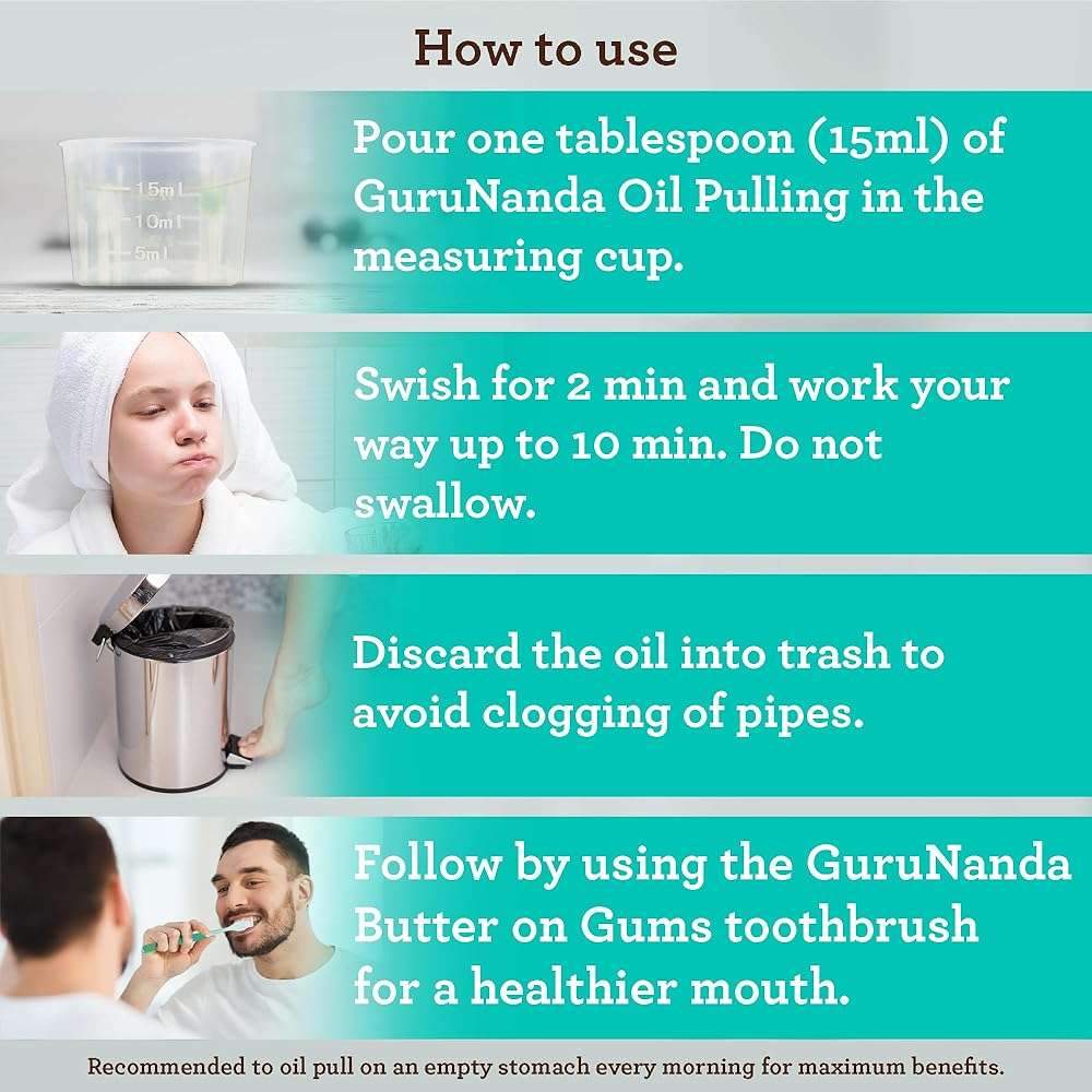 GuruNanda Farmed Mint Oil Pulling Mouthwash for Complete Oral Hygiene, 7 Essential Oils & Vitamins for Happy Teeth & Gums & Fresh Breath, Alcohol-Free, 16 oz - Image 6